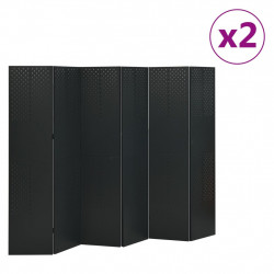 Parawany 6-panelowe, 2 szt., czarne, 240x180 cm, stalowe