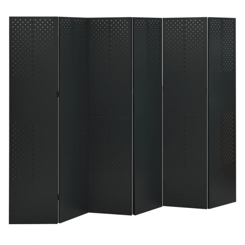 Parawany 6-panelowe, 2 szt., czarne, 240x180 cm, stalowe