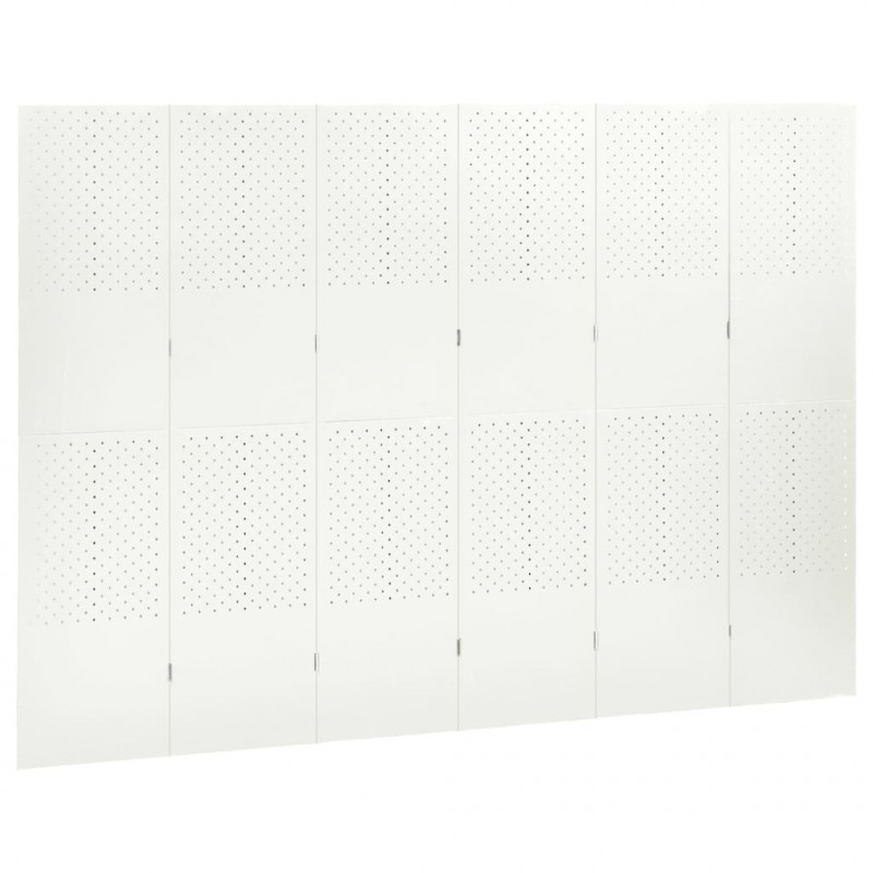 Parawany 6-panelowe, 2 szt., białe, 240x180 cm, stalowe