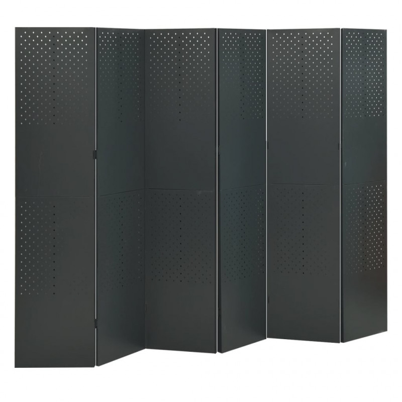 Parawany 6-panelowe, 2 szt., antracytowe, 240x180 cm, stalowe