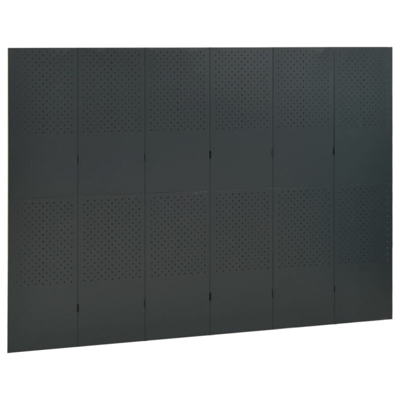 Parawany 6-panelowe, 2 szt., antracytowe, 240x180 cm, stalowe