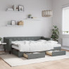 Sofa rozsuwana z szufladami, ciemnoszara, 80x200 cm, tkanina