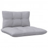 2-osobowa sofa ogrodowa z szarymi poduszkami, drewno sosnowe