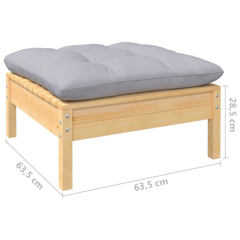 8-cz. zestaw wypoczynkowy do ogrodu, szare poduszki, sosna