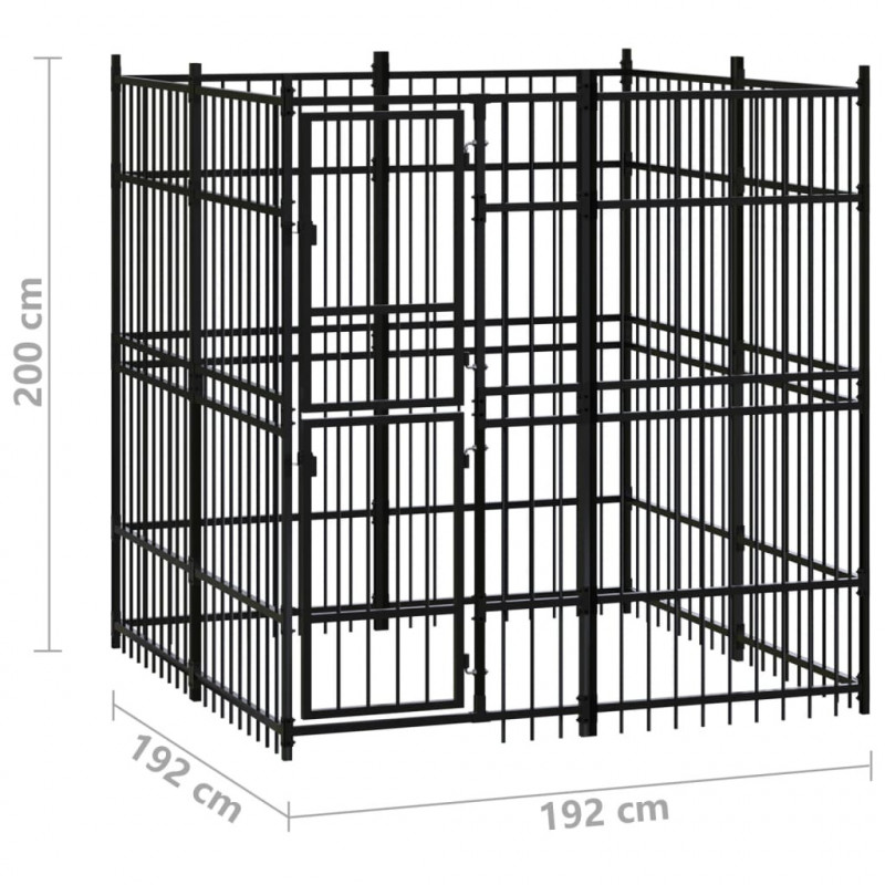 Kojec zewnętrzny dla psa, stalowy, 3,69 m²
