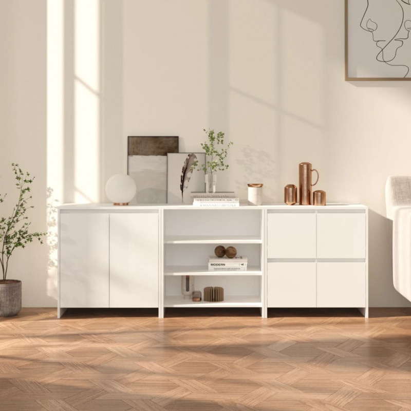 3-częściowa. szafka boczna, biała, materiał drewnopochodny