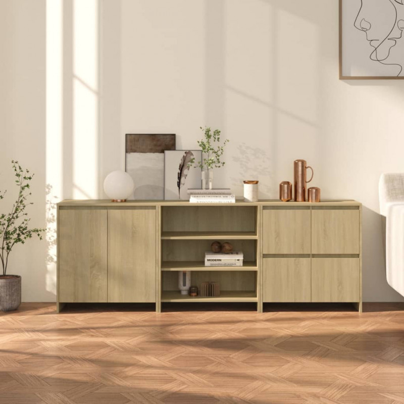 3-częściowa szafka boczna, dąb sonoma, materiał drewnopochodny