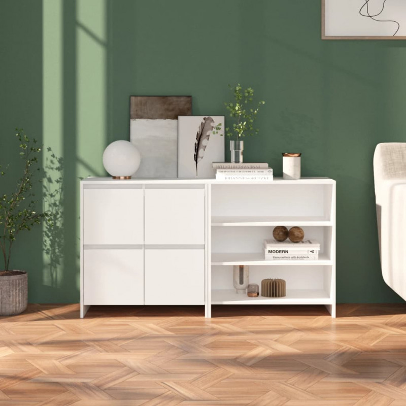 2-częściowa szafka boczna, biała, materiał drewnopochodny