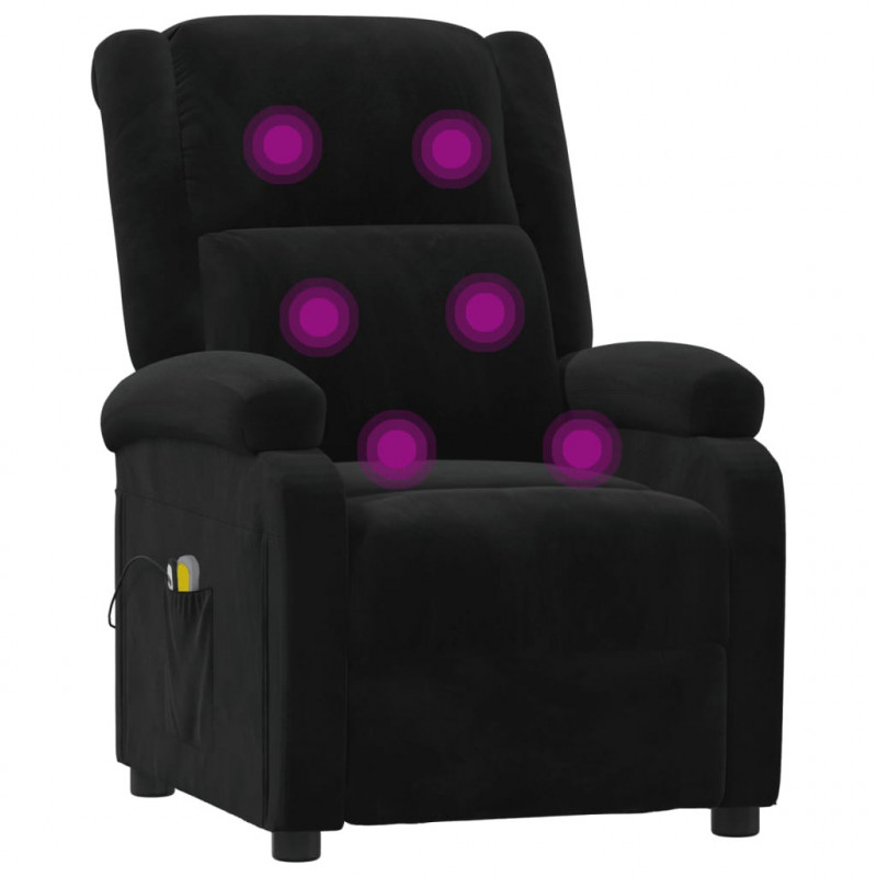 Elektryczny fotel masujący, czarny, aksamitem