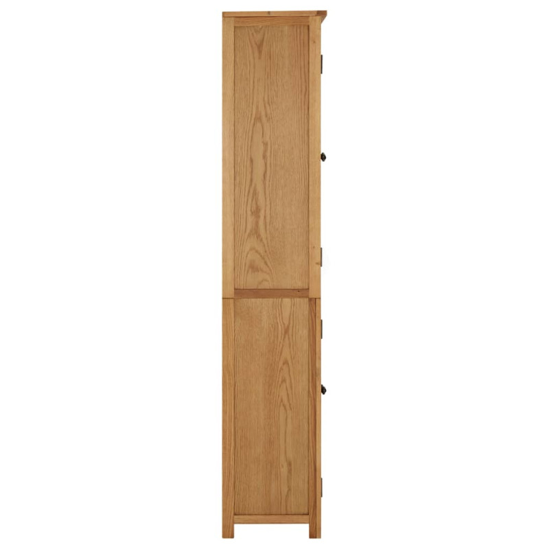 Regał z 4 drzwiczek, 80x35x180 cm, lite drewno dębowe i szkło