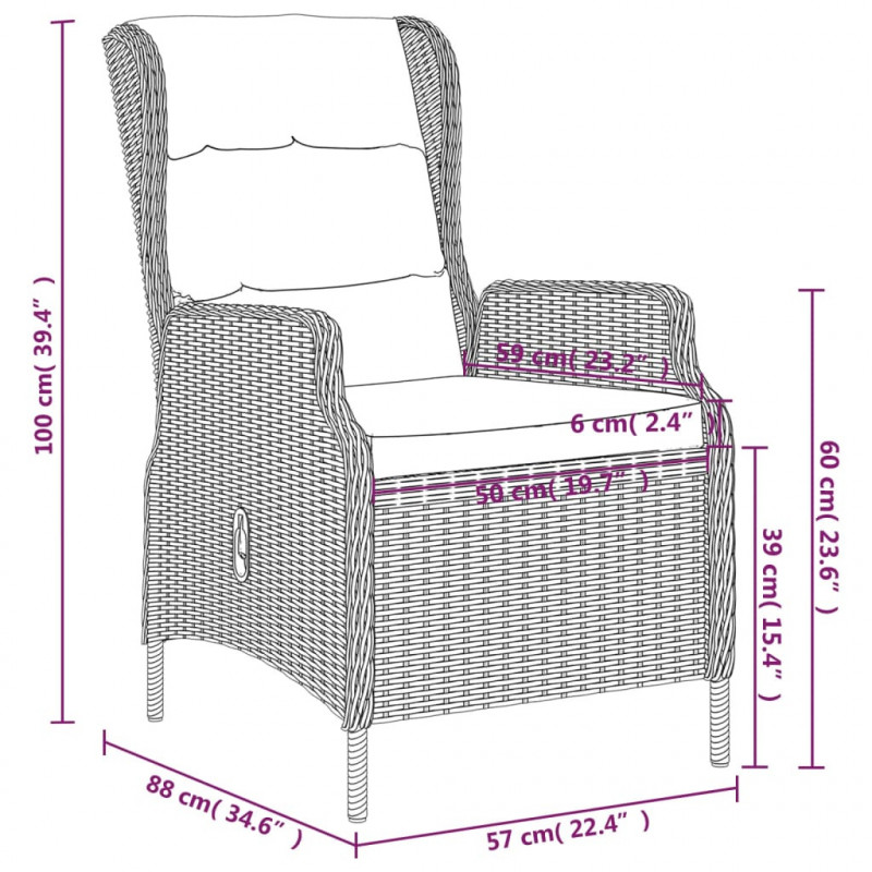 5-częściowy zestaw mebli ogrodowych, jasnoszary
