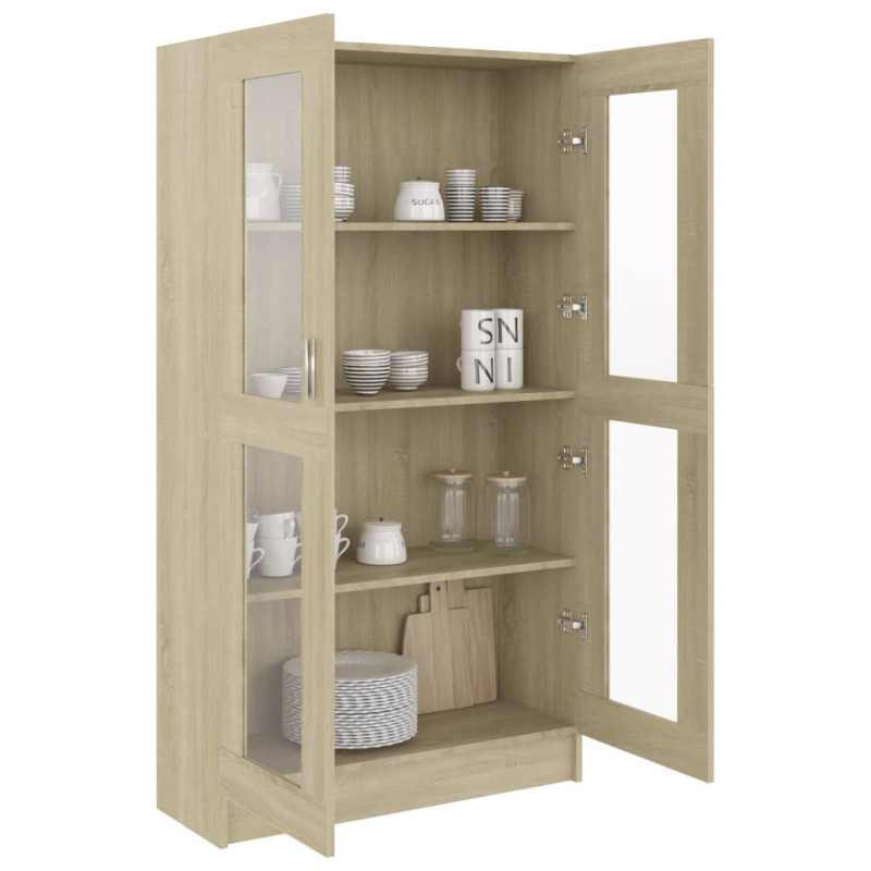 Witryna, dąb sonoma, 82,5x30,5x150 cm, materiał drewnopochodny