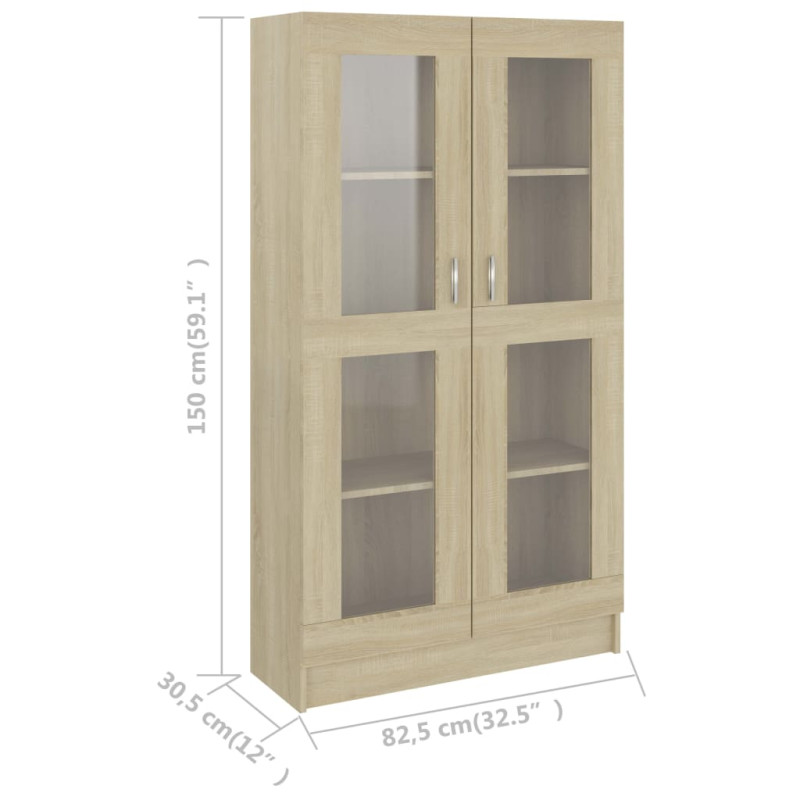 Witryna, dąb sonoma, 82,5x30,5x150 cm, materiał drewnopochodny