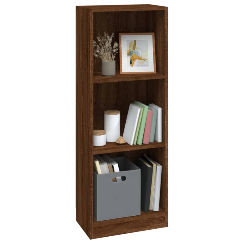 Regał na książki z 3 półkami, brązowy dąb, 40x24x109 cm