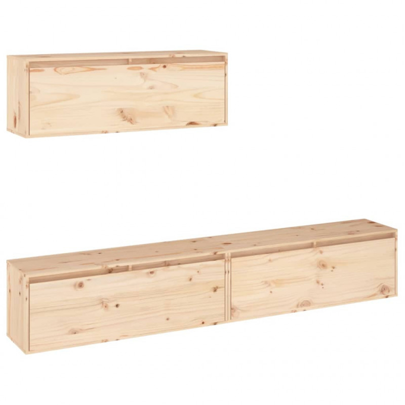 Szafki pod TV, 3 szt., lite drewno sosnowe