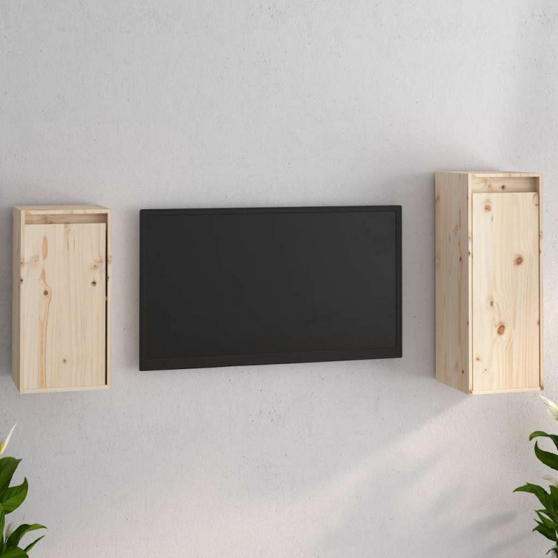 Szafki pod TV, 2 szt., lite drewno sosnowe