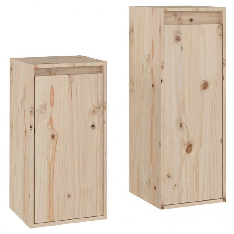 Szafki pod TV, 2 szt., lite drewno sosnowe