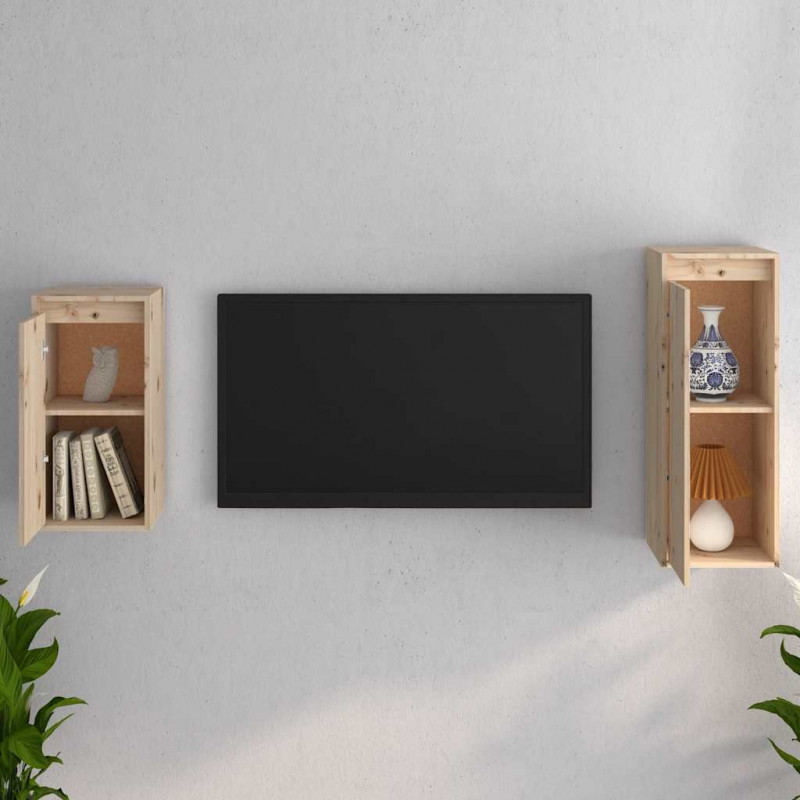 Szafki pod TV, 2 szt., lite drewno sosnowe