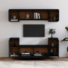 Szafki pod TV, 6 szt., czarne, lite drewno sosnowe