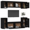 Szafki pod TV, 6 szt., czarne, lite drewno sosnowe