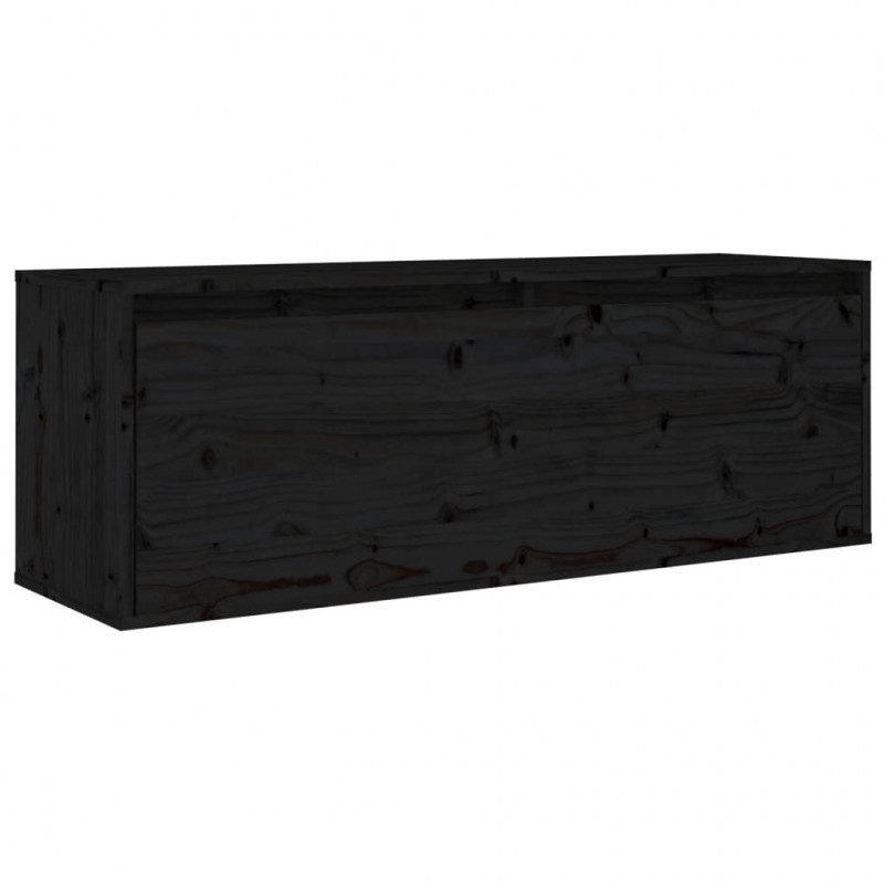 Szafki pod TV, 6 szt., czarne, lite drewno sosnowe