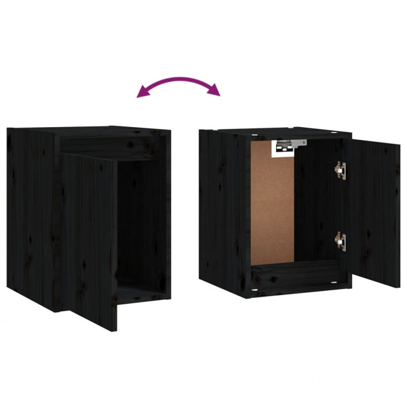 Szafki pod TV, 6 szt., czarne, lite drewno sosnowe