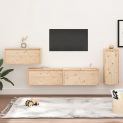 Szafki pod TV, 4 szt., lite drewno sosnowe