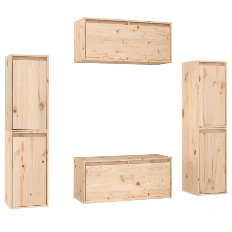 Szafki pod TV, 6 szt., lite drewno sosnowe