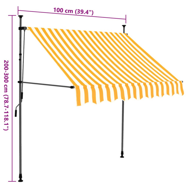 Ręcznie zwijana markiza z LED, 100 cm, biało-pomarańczowa