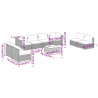 9-cz. zestaw wypoczynkowy do ogrodu, poduszki, rattan PE, szary