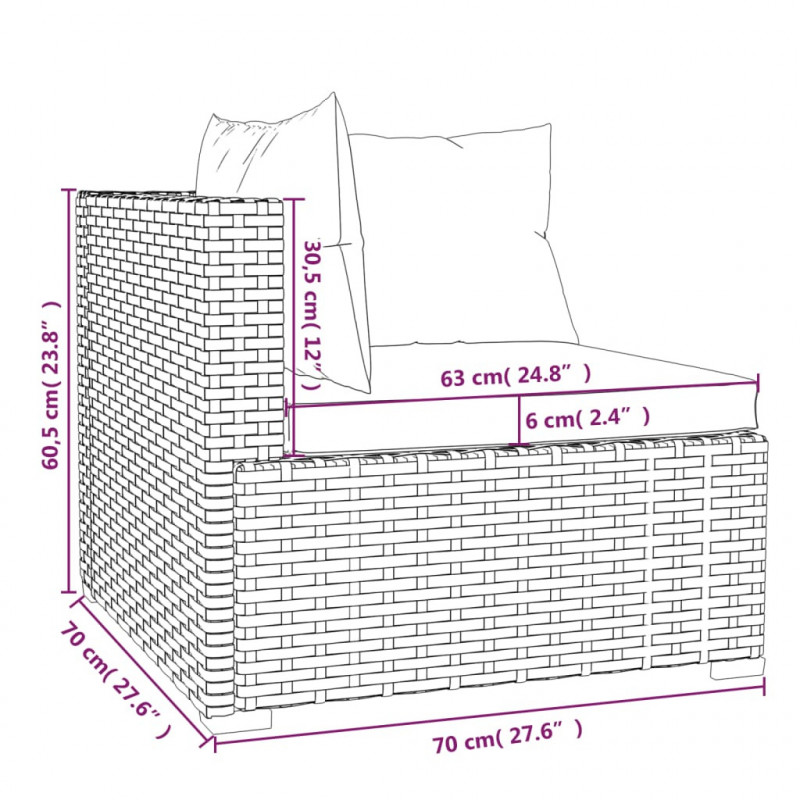9-cz. zestaw wypoczynkowy do ogrodu, poduszki, rattan PE, szary