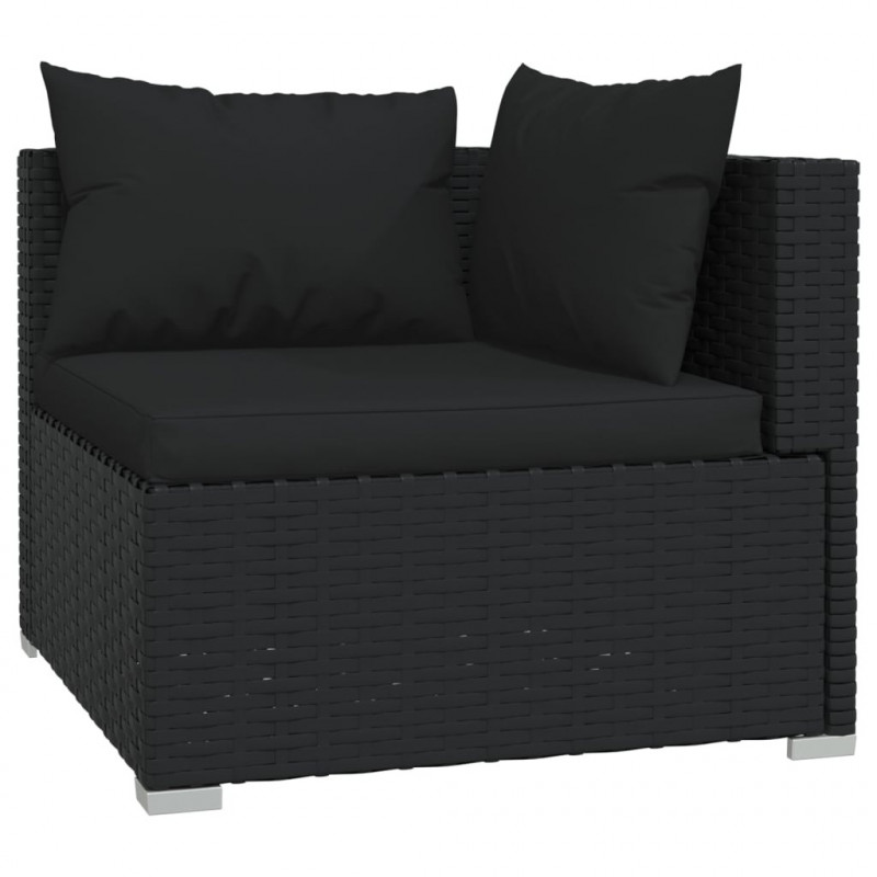 11-cz. zestaw mebli do ogrodu, poduszki, rattan PE, czarny