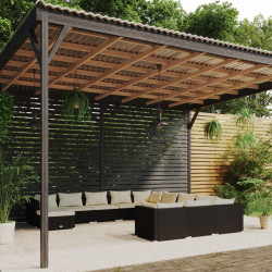 12-cz. zestaw wypoczynkowy do ogrodu, poduszki rattan PE czarny
