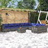 10-cz. zestaw wypoczynkowy do ogrodu, poduszki, szary rattan PE