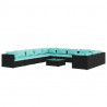 12-cz. zestaw mebli do ogrodu, poduszki, czarny rattan PE