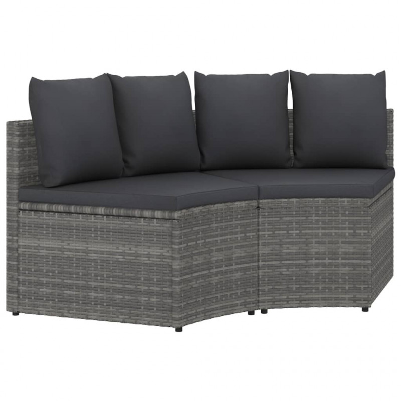 2-częściowa sofa ogrodowa z poduszkami, polirattan, szara