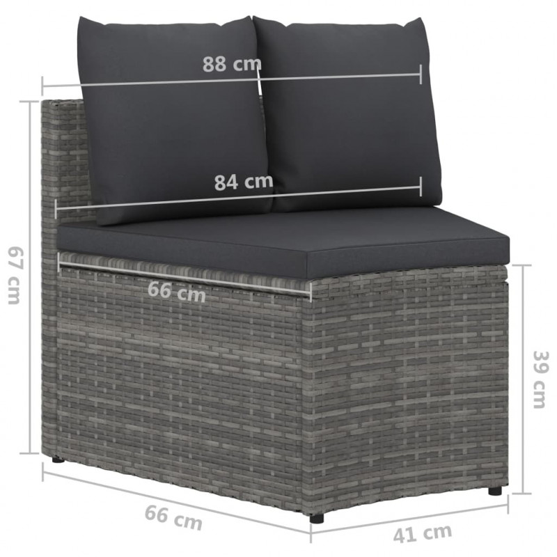 2-częściowa sofa ogrodowa z poduszkami, polirattan, szara