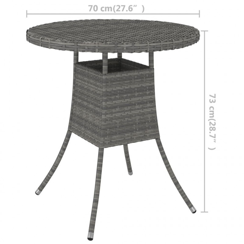 Stolik ogrodowy, szary, 70x70x73 cm, polirattan