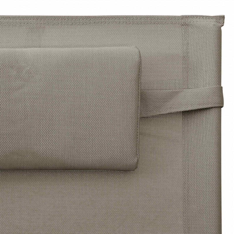 Leżaki, 2 szt., tkanina textilene, szaro-taupe