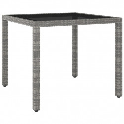 Stół ogrodowy, szary, 90x90x75 cm, rattan PE