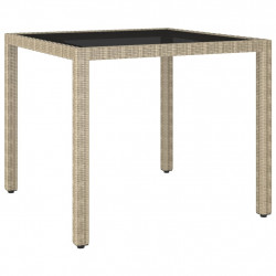 Stół ogrodowy, beżowy, 90x90x75 cm, rattan PE
