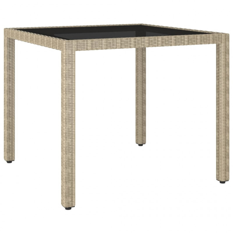 Stół ogrodowy, beżowy, 90x90x75 cm, rattan PE