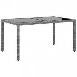 Stół ogrodowy, 150x90x75 cm, szkło i rattan PE, szary