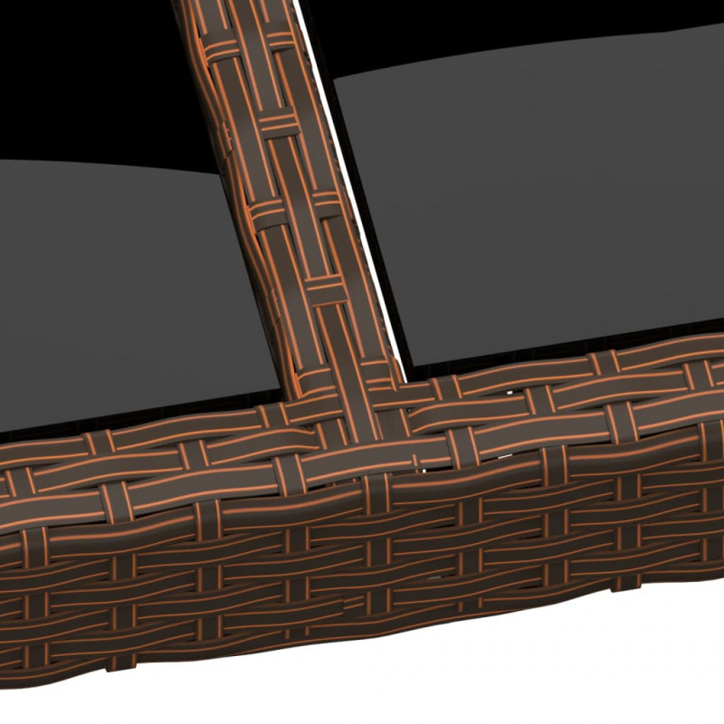 Stół ogrodowy, 150x90x75 cm, szkło i rattan PE, brązowy