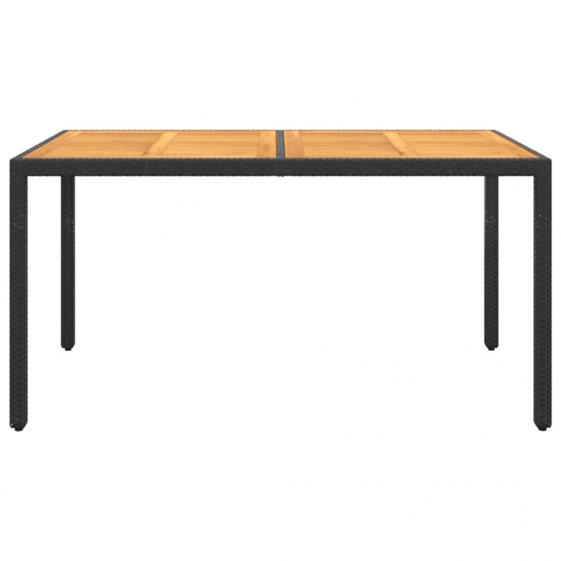 Stół ogrodowy, 150x90x75 cm, akacja i rattan PE, czarny