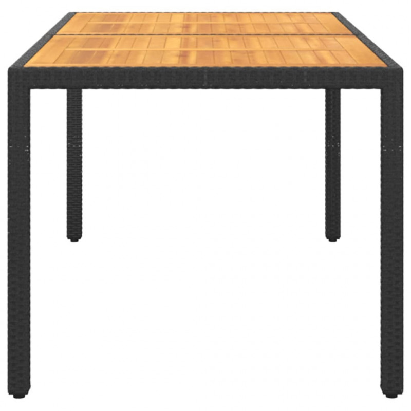 Stół ogrodowy, 150x90x75 cm, akacja i rattan PE, czarny