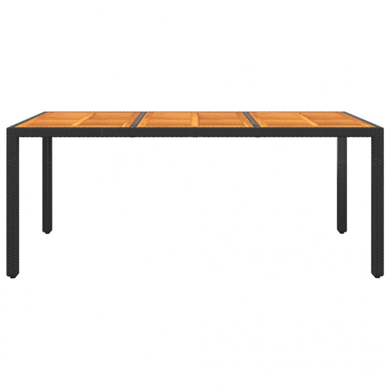 Stół ogrodowy, 190x90x75 cm, akacja i rattan PE, czarny