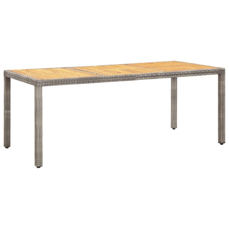 Stół ogrodowy, szary, 190x90x75 cm, rattan PE i drewno akacjowe