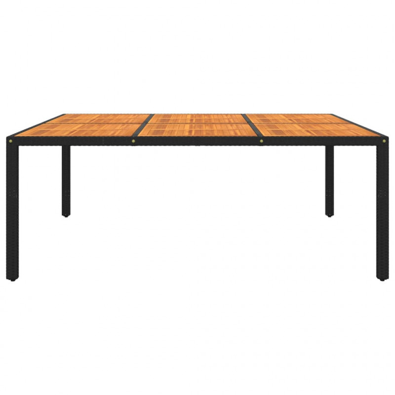 Stół ogrodowy, 200x150x75 cm, akacja i rattan PE, czarny