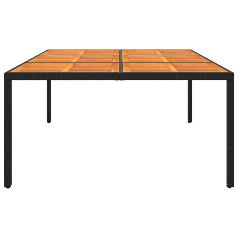 Stół ogrodowy, 200x150x75 cm, akacja i rattan PE, czarny